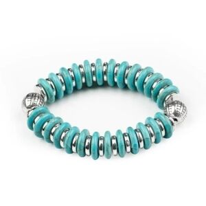 Paparazzi Turquoise and Silver Bracelet Eco Experience Blue Fashion Jewelry